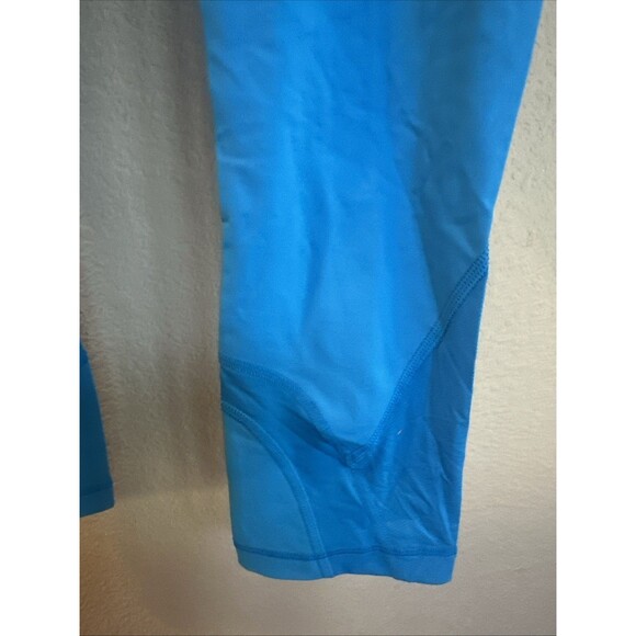 Lululemon Athletica Neon Blue Grey Detail Crop Leggings Zipper Back Pocket Sz 4, - Picture 4 of 8